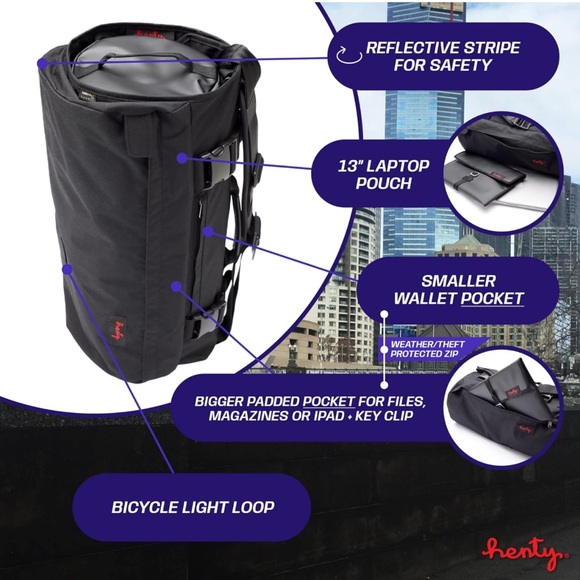 Henty CoPilot Messenger: Convertible Garment Bag, Black. Like New Condition - Picture 9 of 12